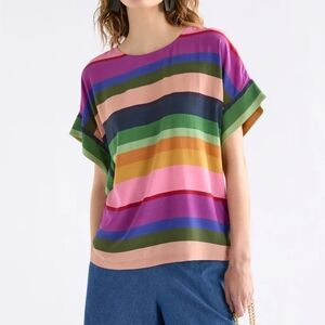 Elk Colorful Striped Women's Top Size 4